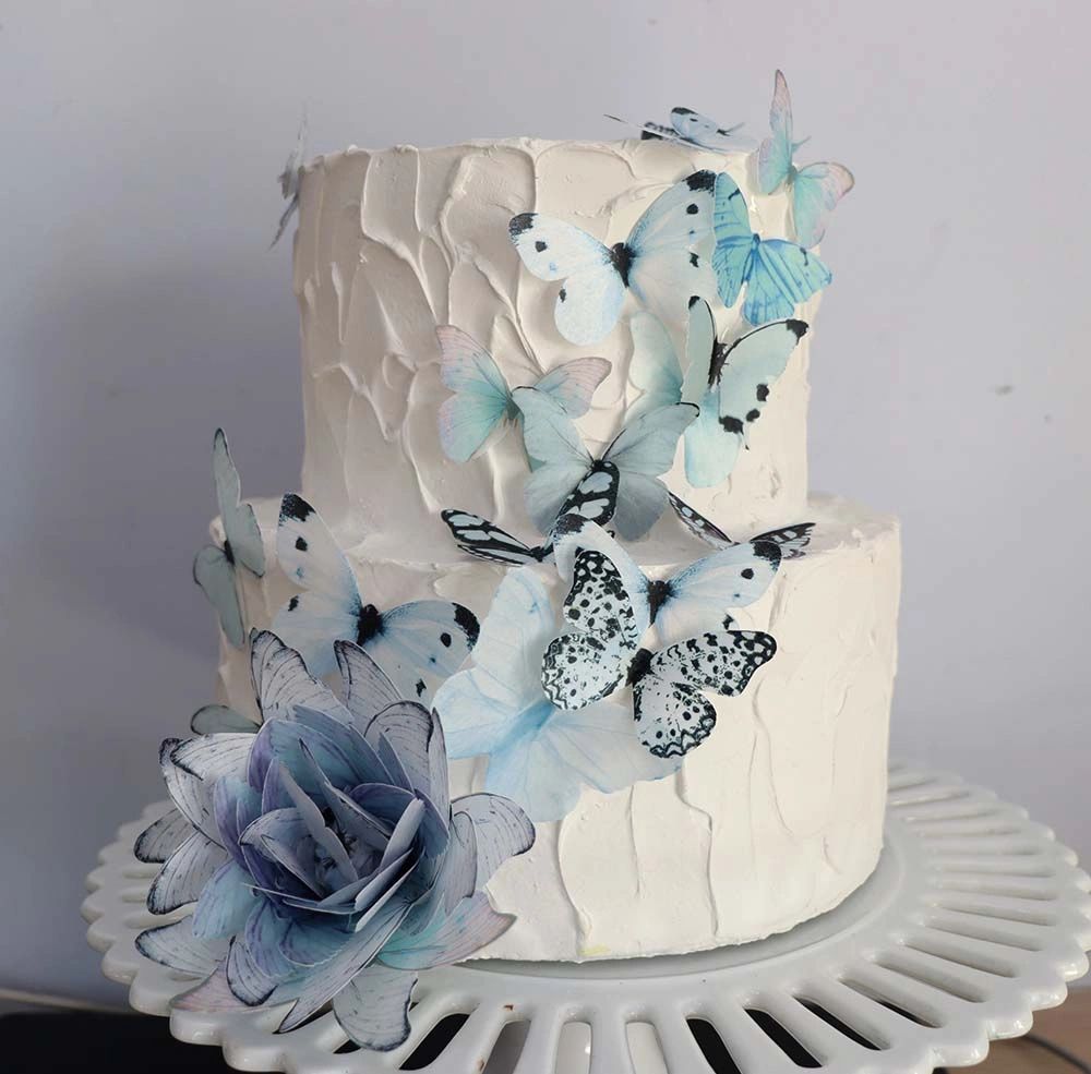 Blue Butterfly Cake Design Edible Wafer Butterflies